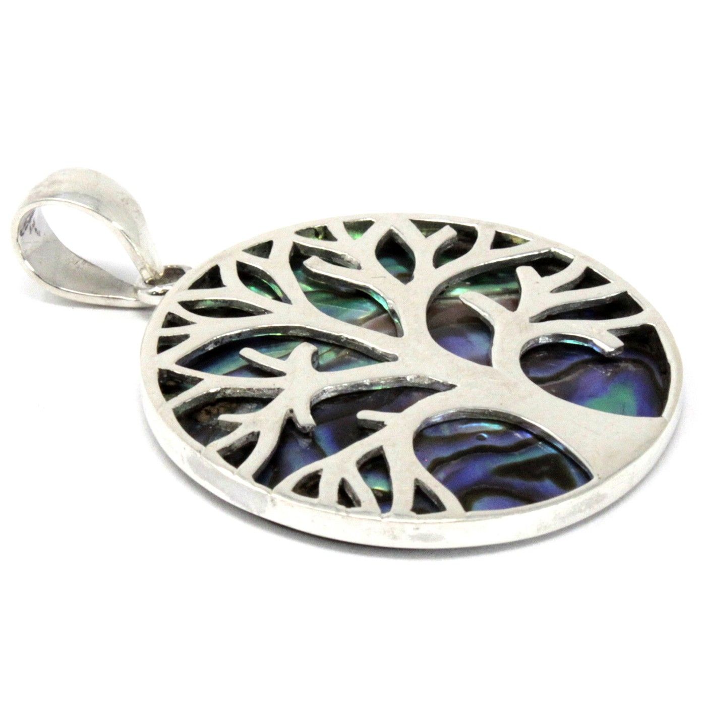 Tree of Life Silver Pendant 30mm - Abalone - Image 2