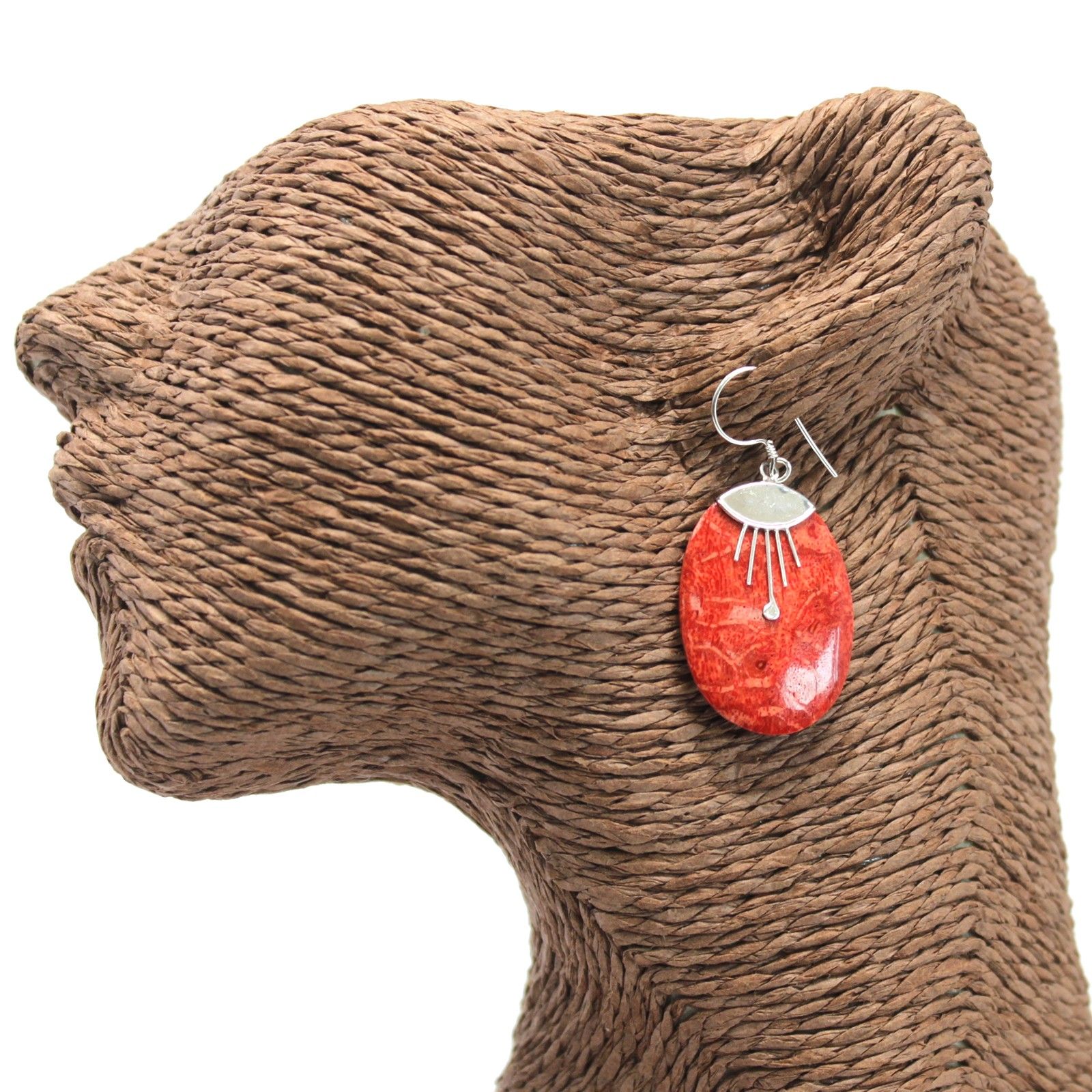 925 Silver Earrings - Oval Décor - Image 3