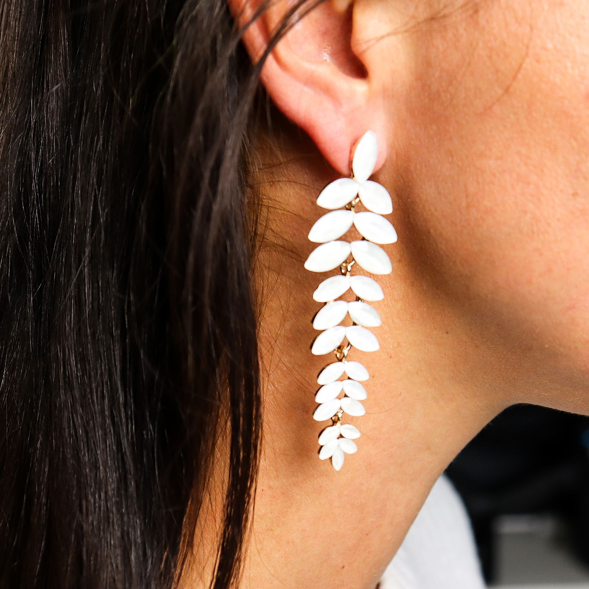 Pearl - Vintage Glass - Long Drop - Earrings - Image 5