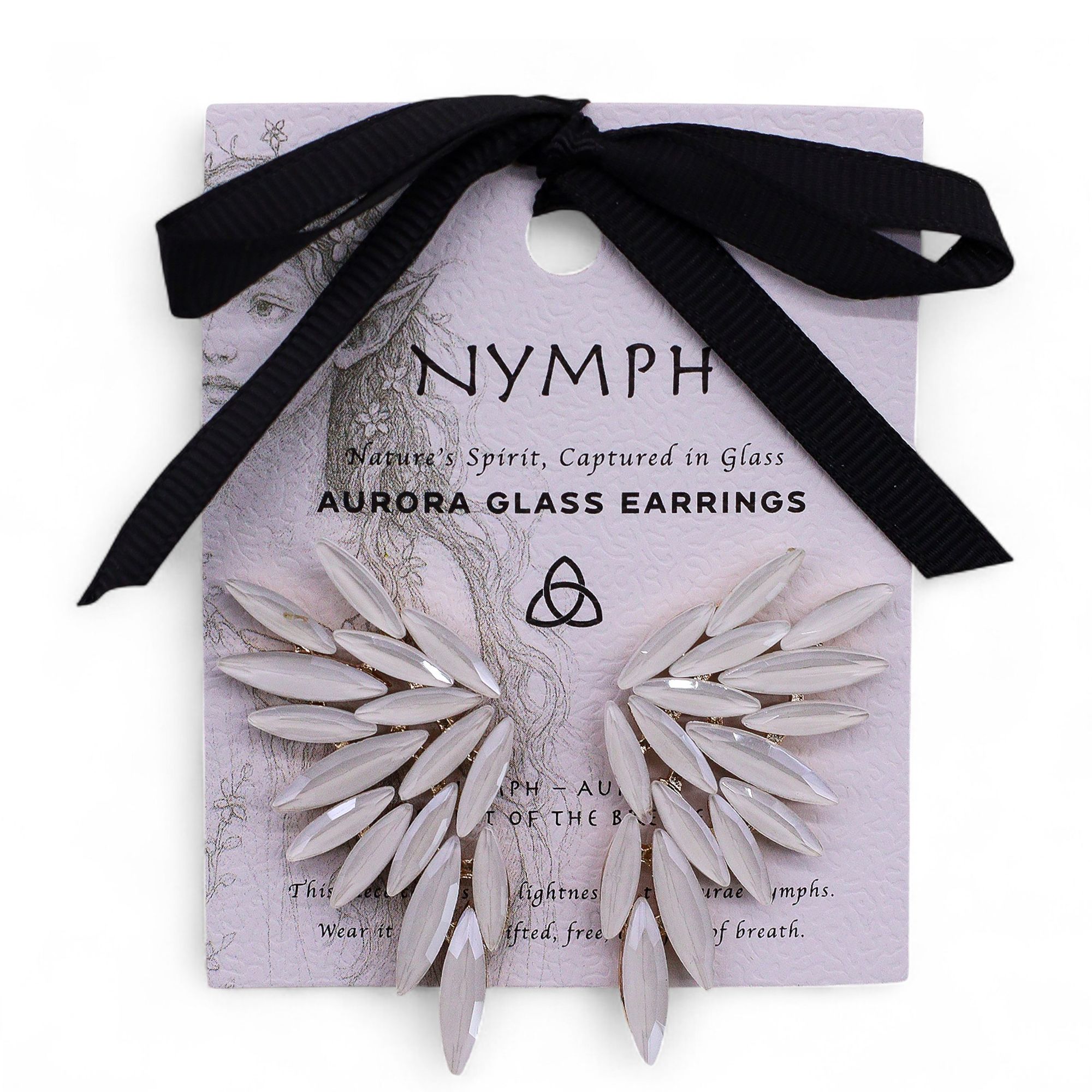 Pearl - Vintage Glass - Angel Wings - Earrings - Image 3