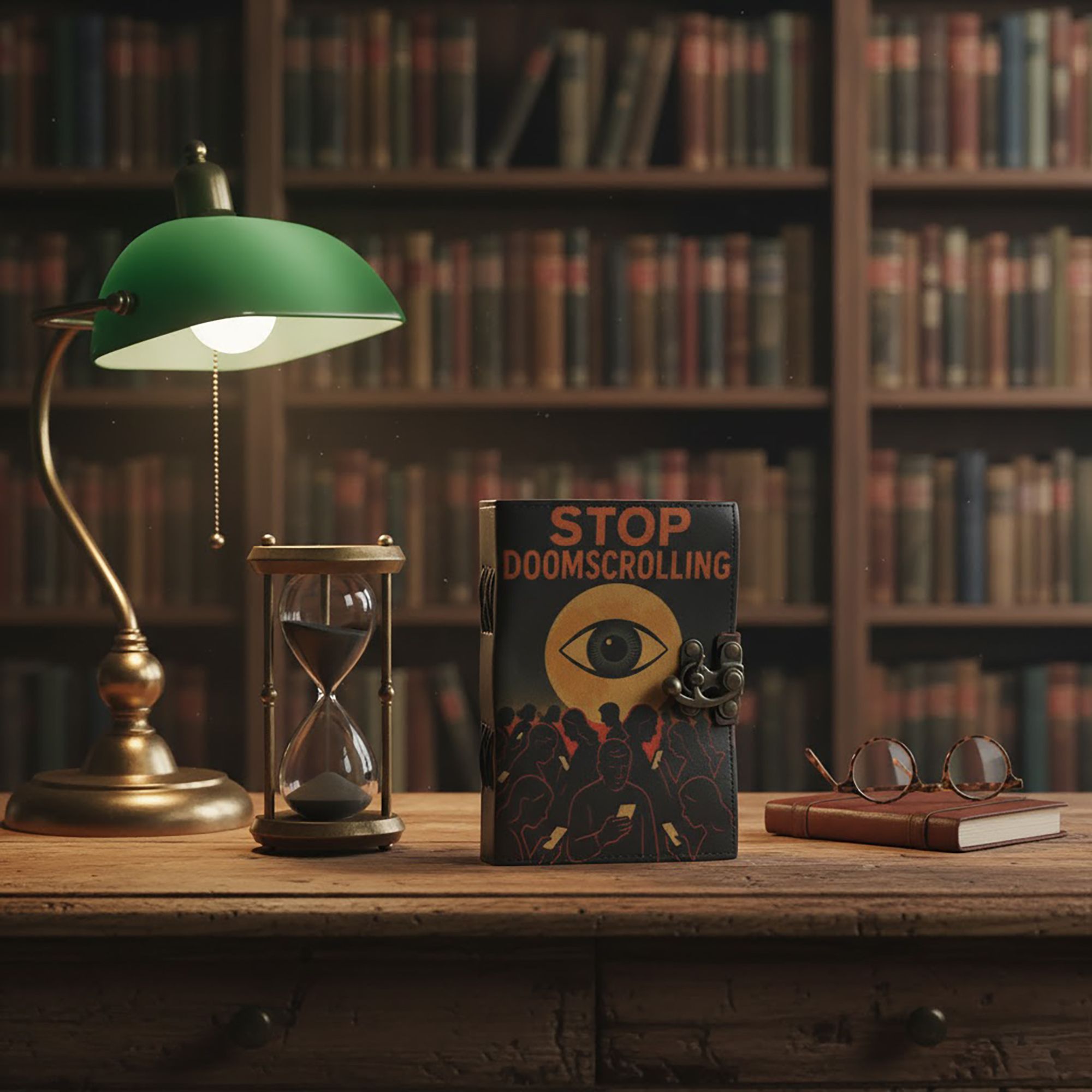 Leather Printed Notebook – Stop Doom Scrolling - 17.8x12.7 cm - Image 2