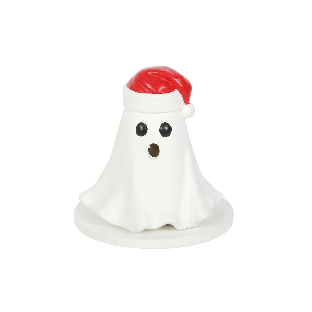Ghost with Santa Hat Tealight and Incense Cone Holder - Image 2