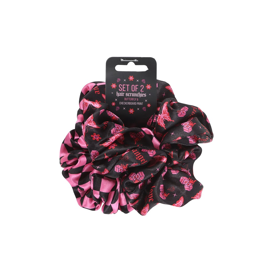 Set of 2 Rebel Butterfly and Checkerboard Hair Scrunchies - Image 2