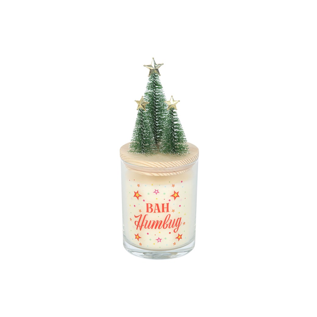 Bah Humbug Orange & Clove Glass Candle with Tree - Image 2