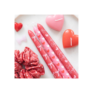 Set of 3 Girl Gang Bow and Heart Taper Candles