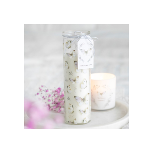 White Butterfly Print Vanilla Tube Candle