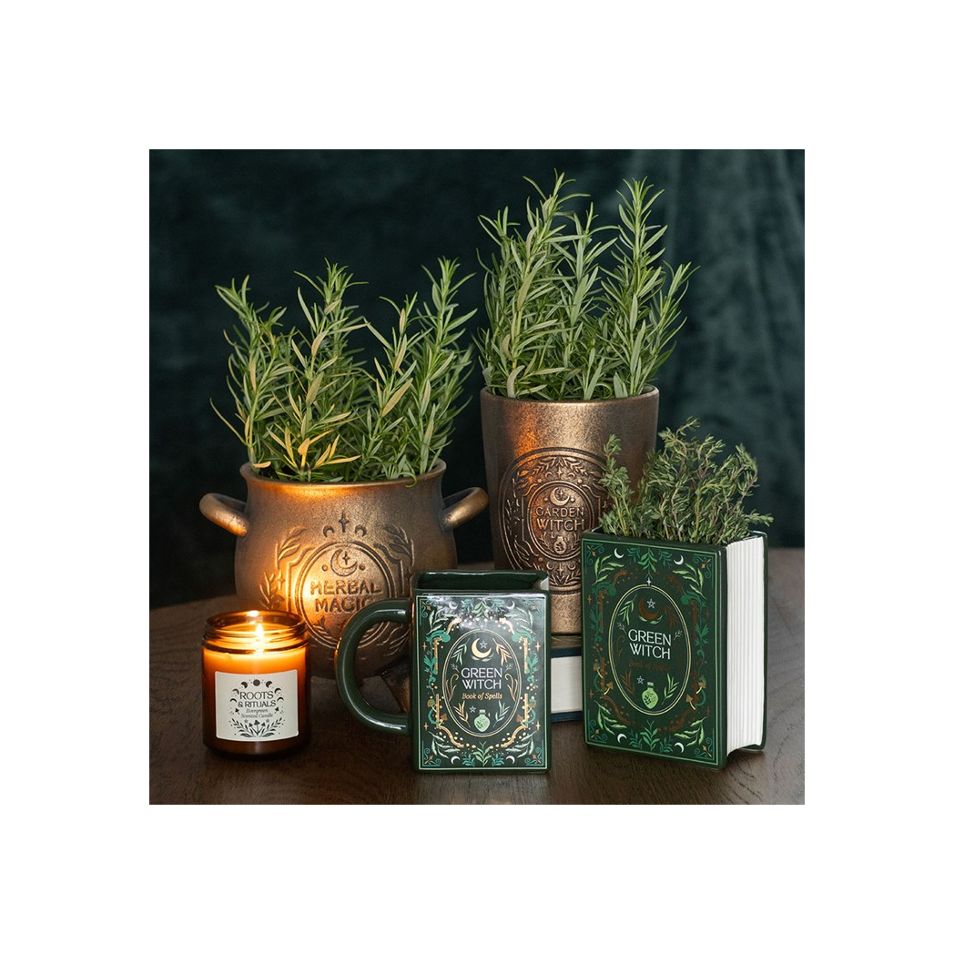 Herbal Magic Bronze Effect Terracotta Cauldron Plant Pot - Image 5