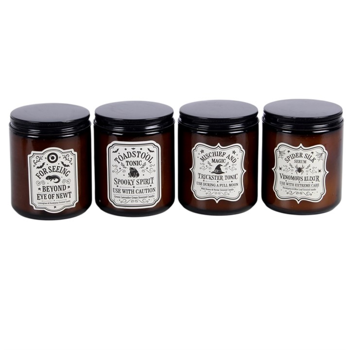 Set of 4 Witch's Apothecary Amber Jar Candles - Image 2