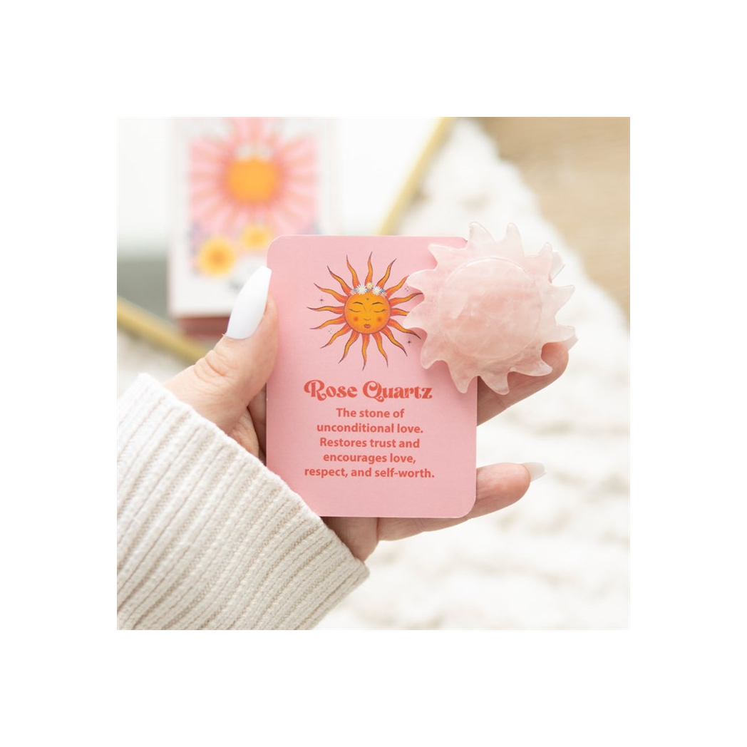 Rose Quartz Crystal Sun Keepsake Stone in a Box