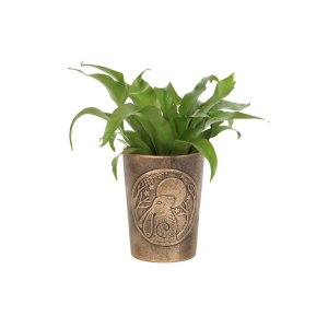Moon Gazing Hare Bronze Terracotta Plant Pot by Lisa Parker