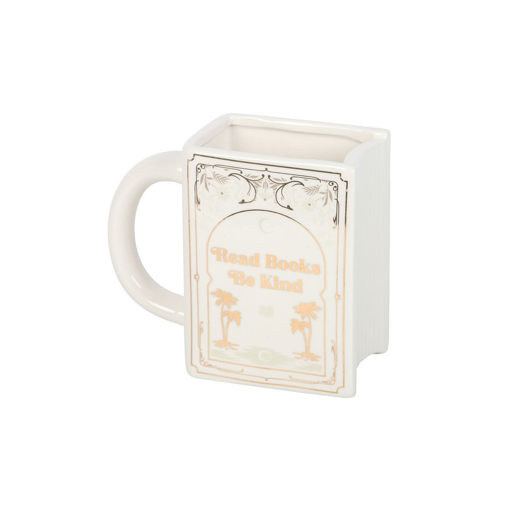 Read Books Be Kind White Book Shaped Mug - Image 2