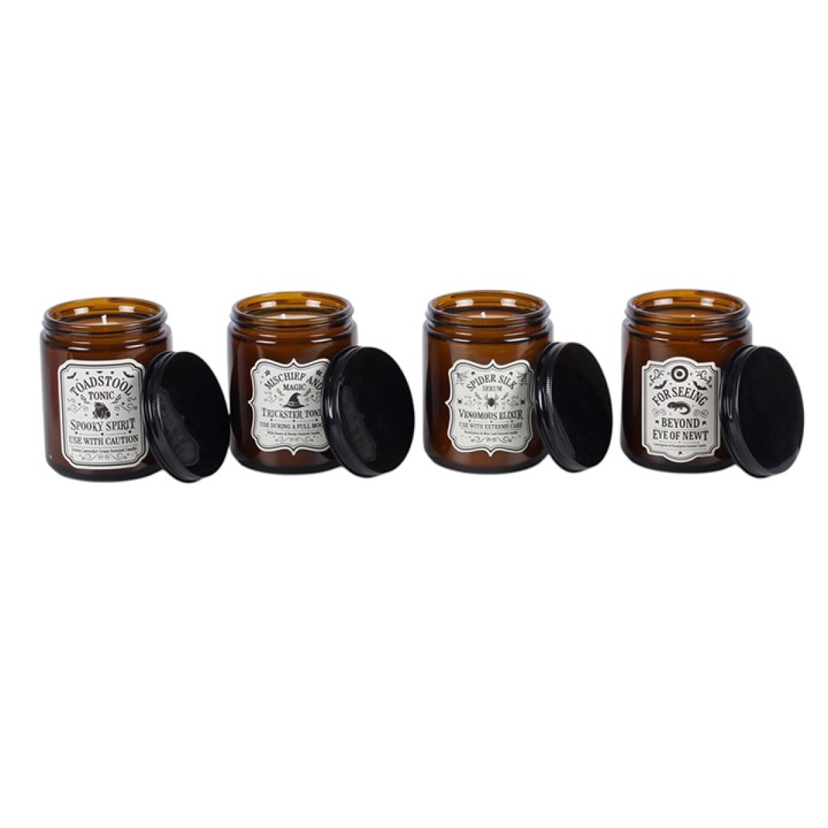 Set of 4 Witch's Apothecary Amber Jar Candles - Image 3