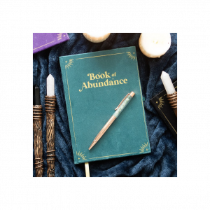 Book of Abundance Journal with Green Aventurine Crystal Pen