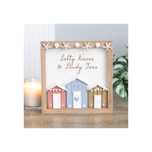 Salty Kisses 3D Shell Beach Hut Plaque