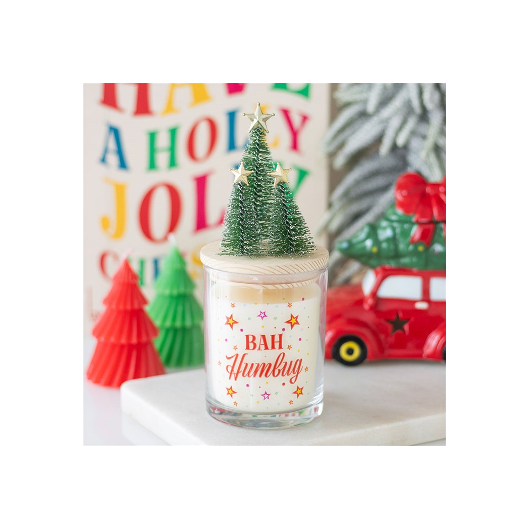 Bah Humbug Orange & Clove Glass Candle with Tree