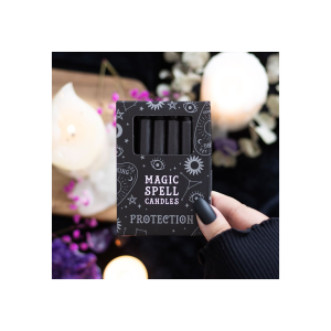 Set of 12 Black 'Protection' Spell Candles