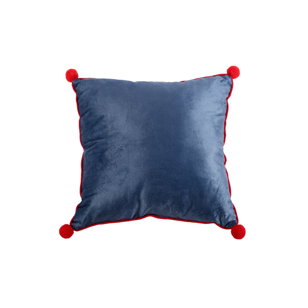 35cm Square Gnome Print Cushion with Pom Poms - Image 2