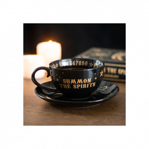 Black Talking Board Teacup and Saucer