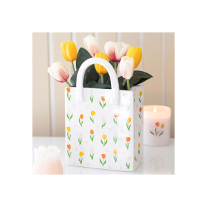 Tulip Print Ceramic Bag-Shaped Flower Vase