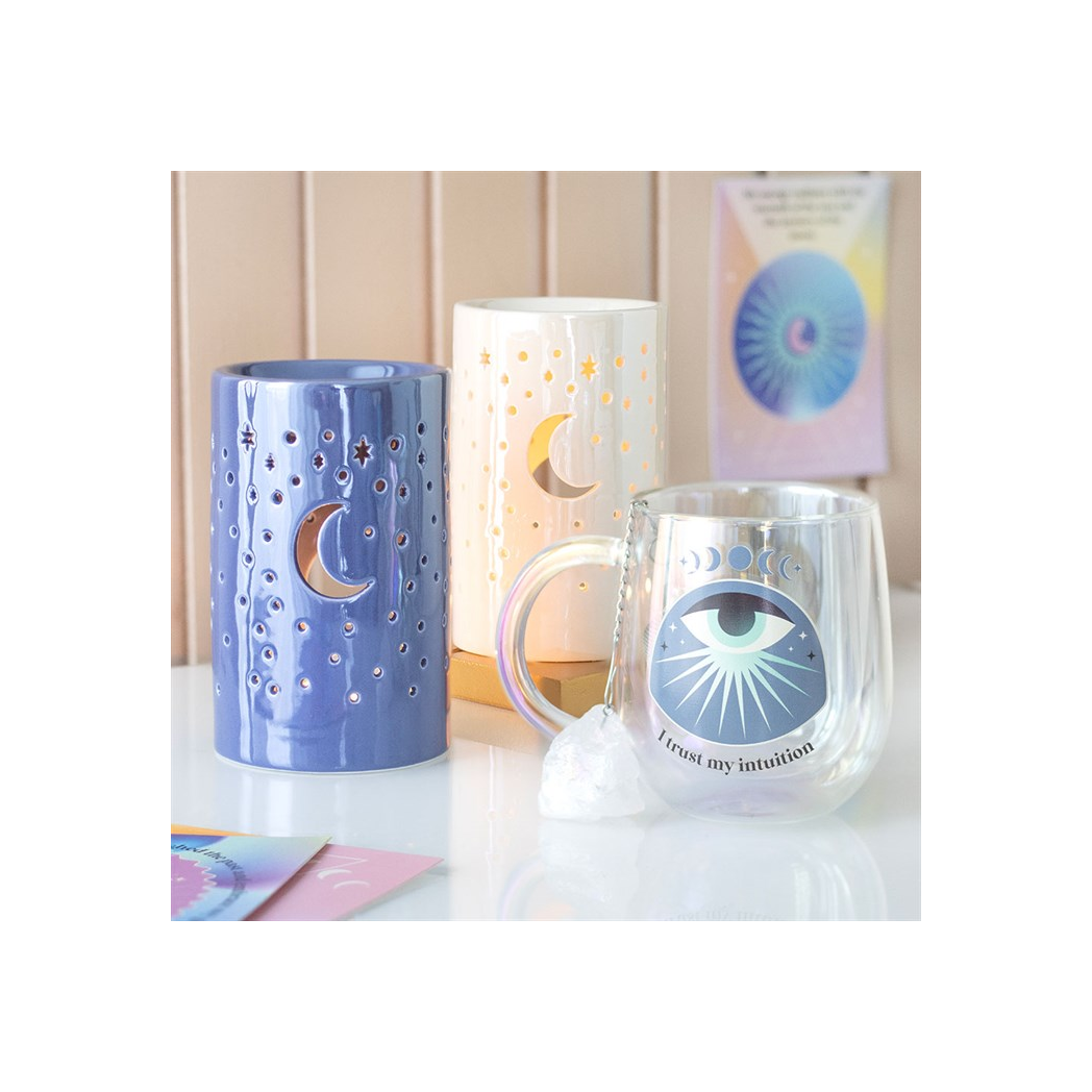 Iridescent Purple Moon Pillar Oil Burner and Wax Warmer - Image 6