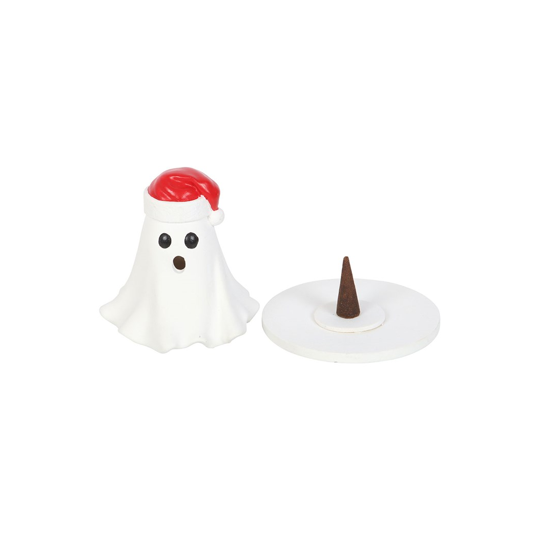 Ghost with Santa Hat Tealight and Incense Cone Holder - Image 3