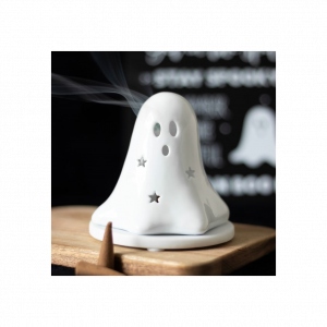 Ceramic Ghost Tealight and Incense Cone Holder