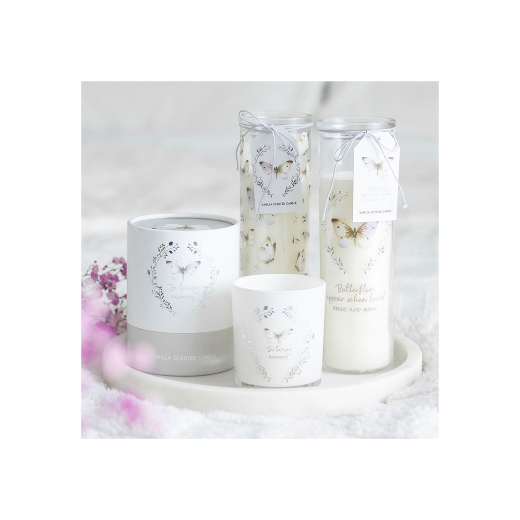 In Loving Memory White Butterfly Vanilla Candle - Image 5