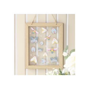 Floral Bug Print Glass Wall Hanging