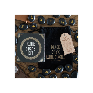 Set of 25 Black Obsidian Viking Rune Stones