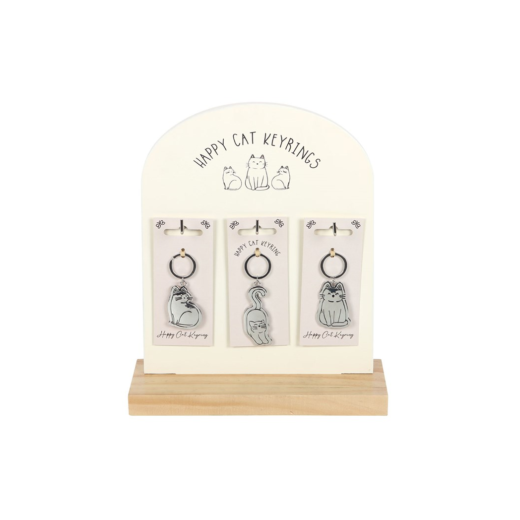 Set of 24 Happy Cat Keyrings on Display - Image 2