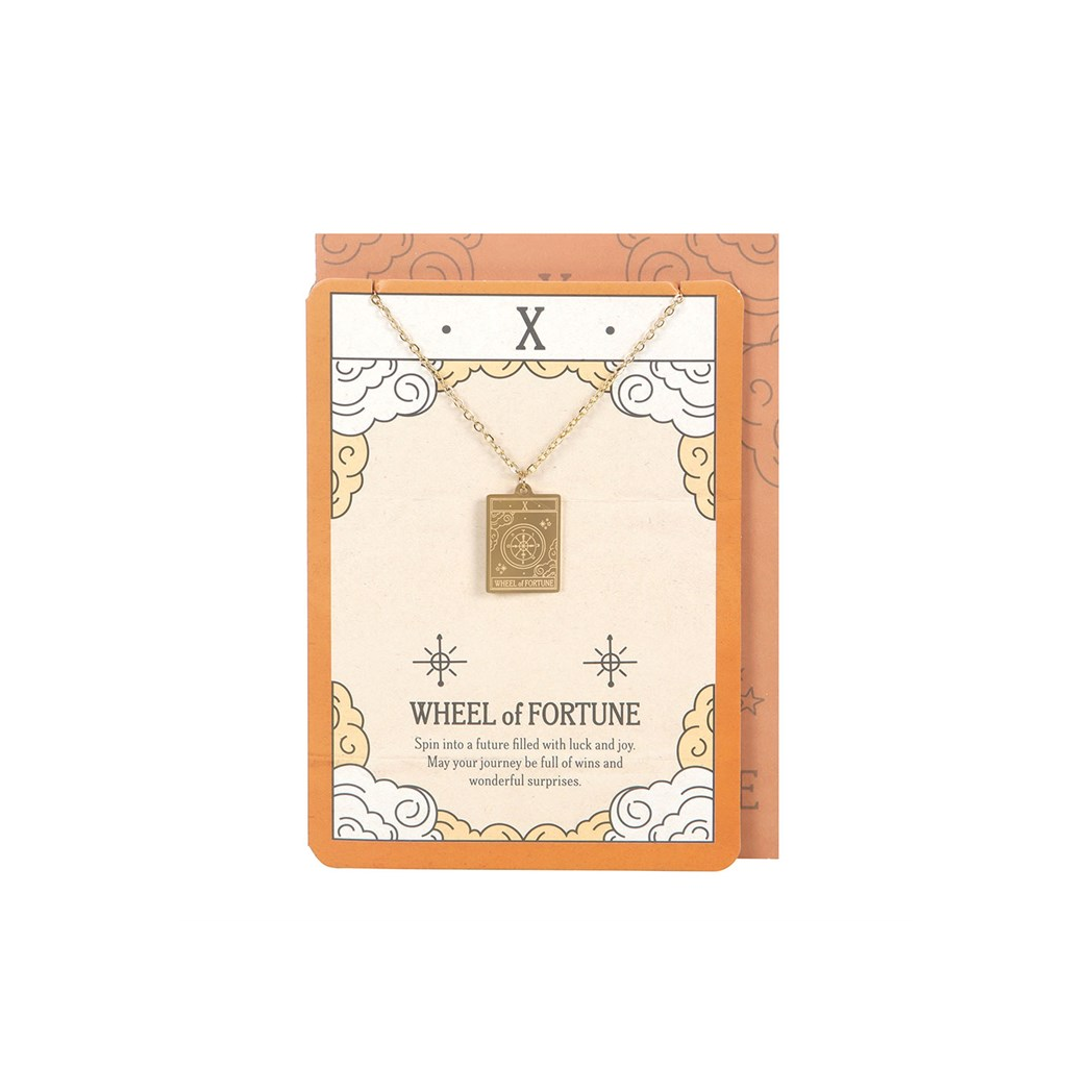 The Wheel of Fortune Vintage Tarot Necklace on Greeting Card - Image 2