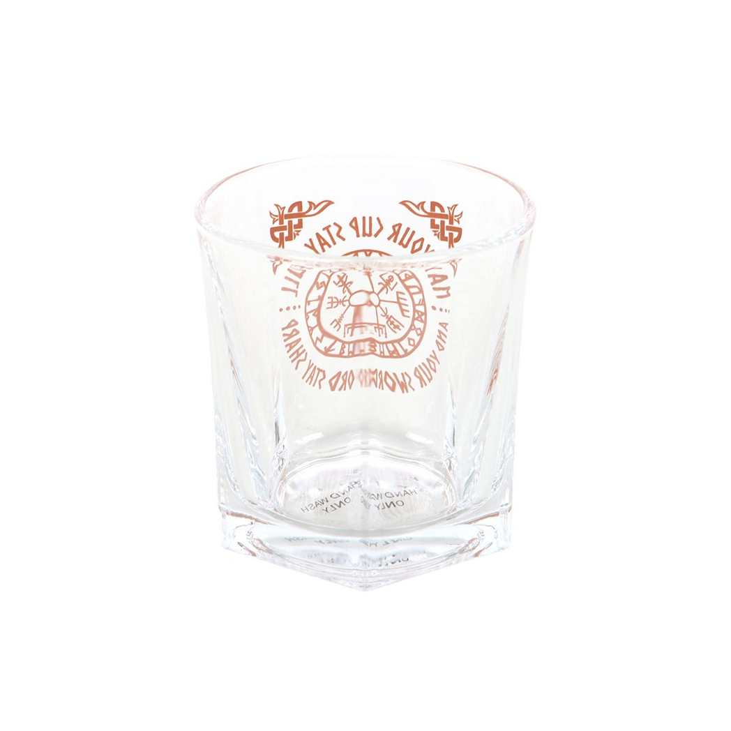 Viking Compass Lowball Drinking Glass with Coaster - Image 3