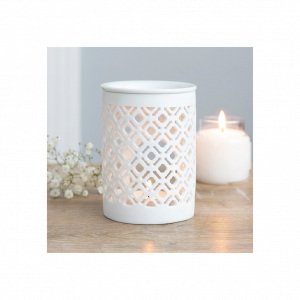 White Matte Lattice Cut Oil Burner