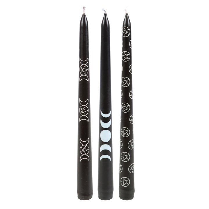 Set of 3 Black Magic Mystical Taper Candles - Image 3