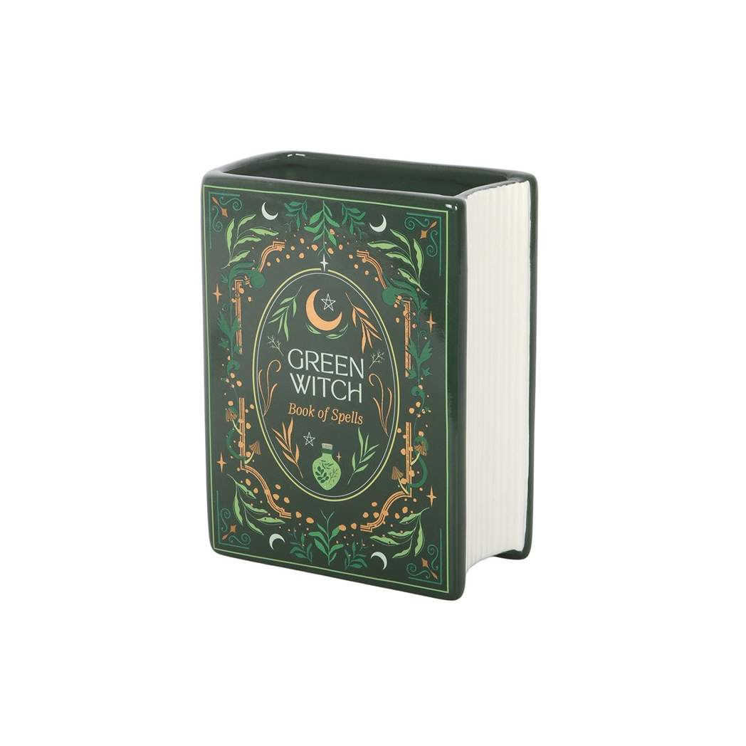 Green Witch Book Shaped Vase - Image 2
