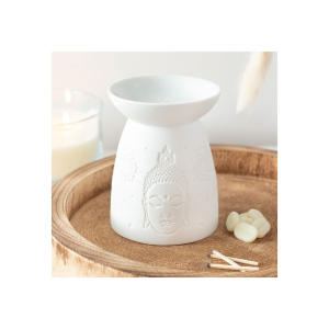 White Ceramic Buddha Face Oil Burner