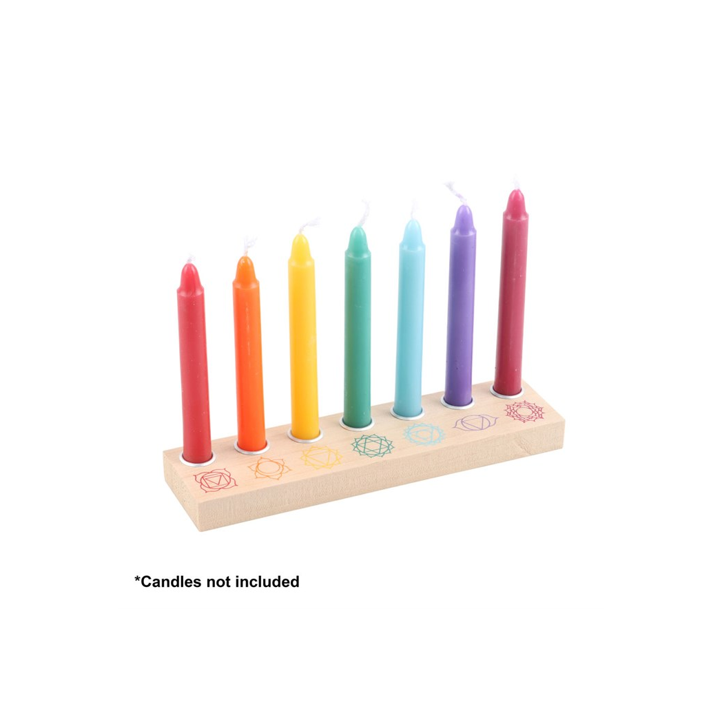 Seven Chakras Wooden Energy Candle Holder - Image 3