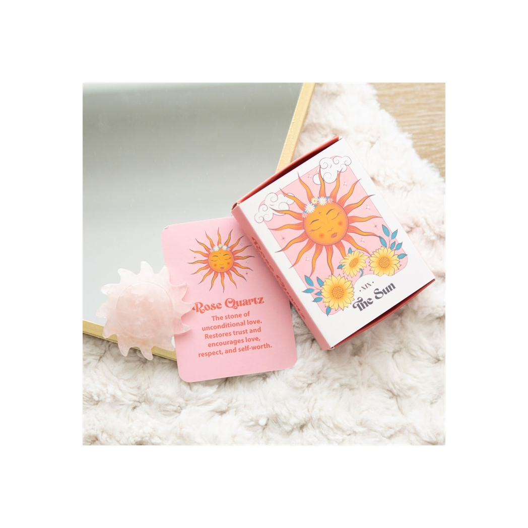 Rose Quartz Crystal Sun Keepsake Stone in a Box - Image 5