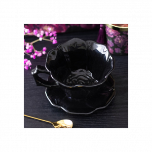 Black Rose Teacup and Saucer