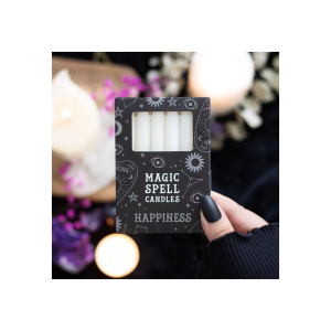 Set of 12 White 'Happiness' Spell Candles