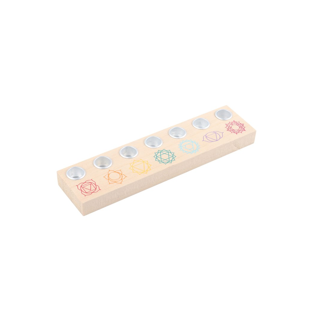 Seven Chakras Wooden Energy Candle Holder