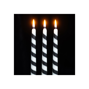 Set of 3 Black Candy Cane Taper Candles