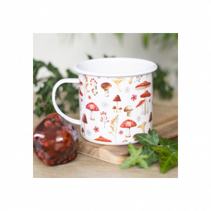 All Over Mushroom Print Enamel Mug