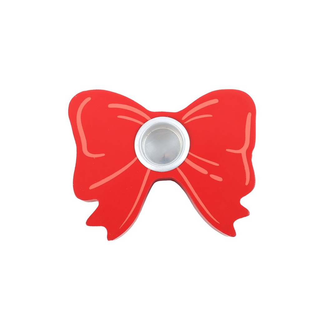 Red Bow Taper Candle Holder - Image 2