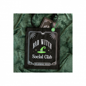 Bad Witch Social Club Polycotton Tote Bag with Pin Badge