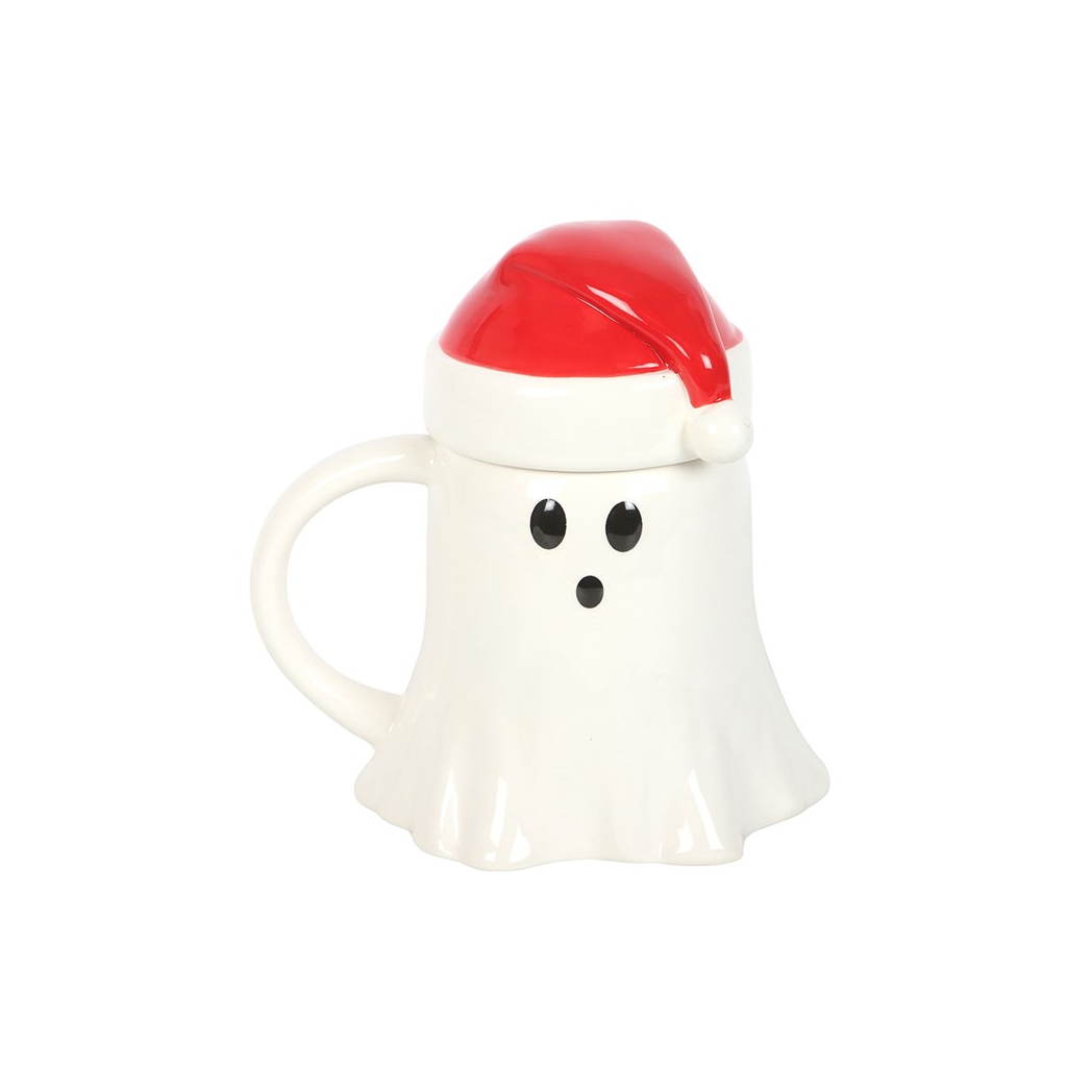 Ghost Shaped Mug with Santa Hat Lid - Image 2