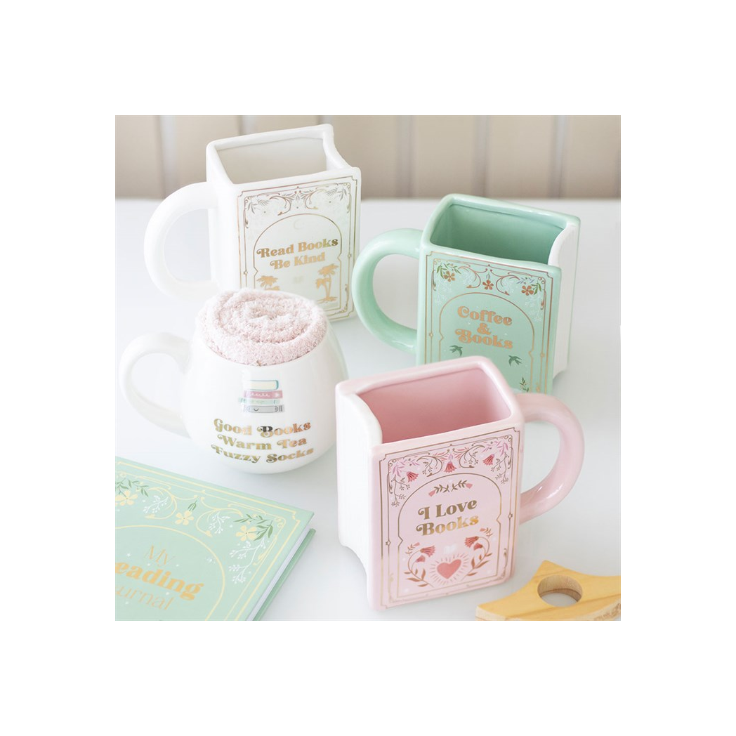Read Books Be Kind White Book Shaped Mug - Image 5