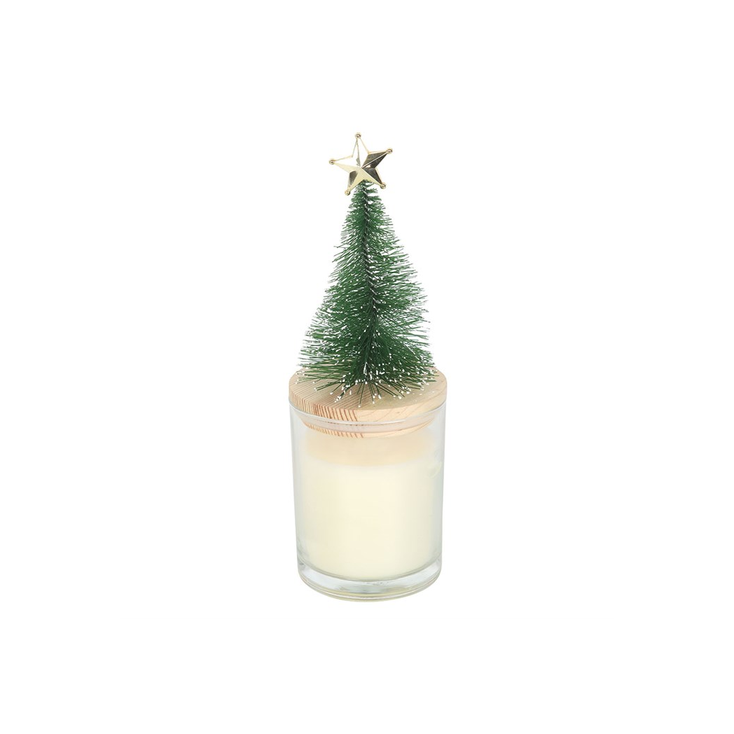 Holly Jolly Pine & Fir Glass Candle with Tree - Image 4