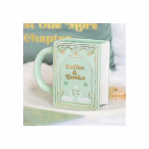 Coffee and Books Green Book Shaped Mug