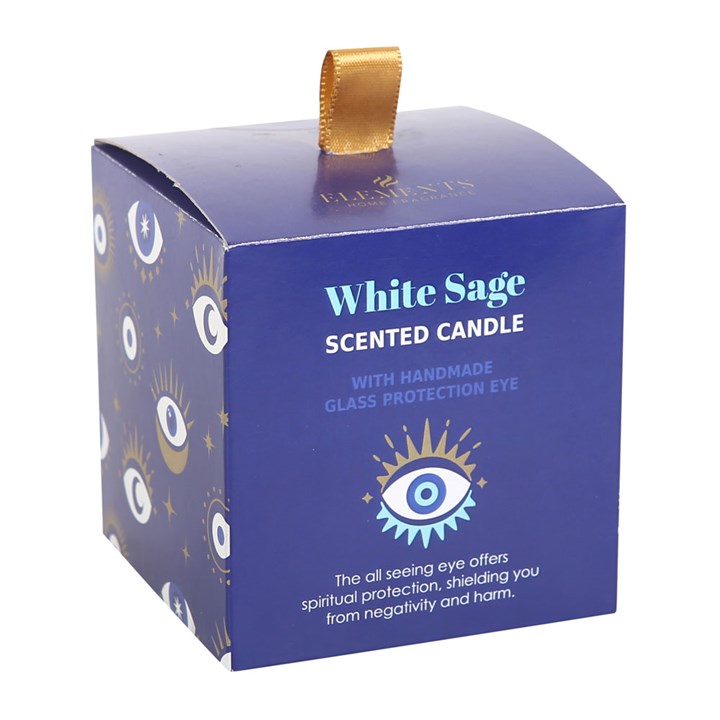 All Seeing Eye White Sage Crystal Chip Protection Candle - Image 5